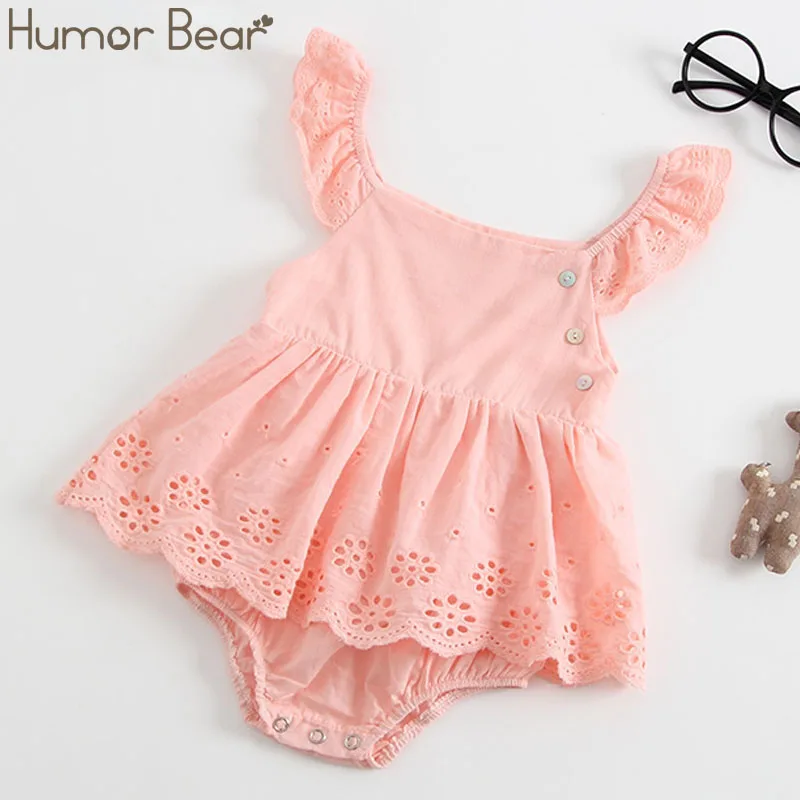 Humor Bear European And American Style Summer New Girl Baby Ha Ha Dress Cotton Triangle Embroidery Romper Baby Girls Clothes