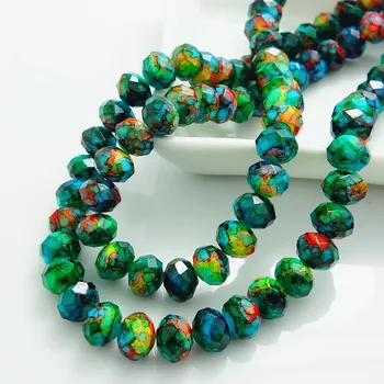

Fashion Colors Rondelle Faceted Crystal Glass Loose Spacer Beads DIY 4mm 6mm 8mm HB690