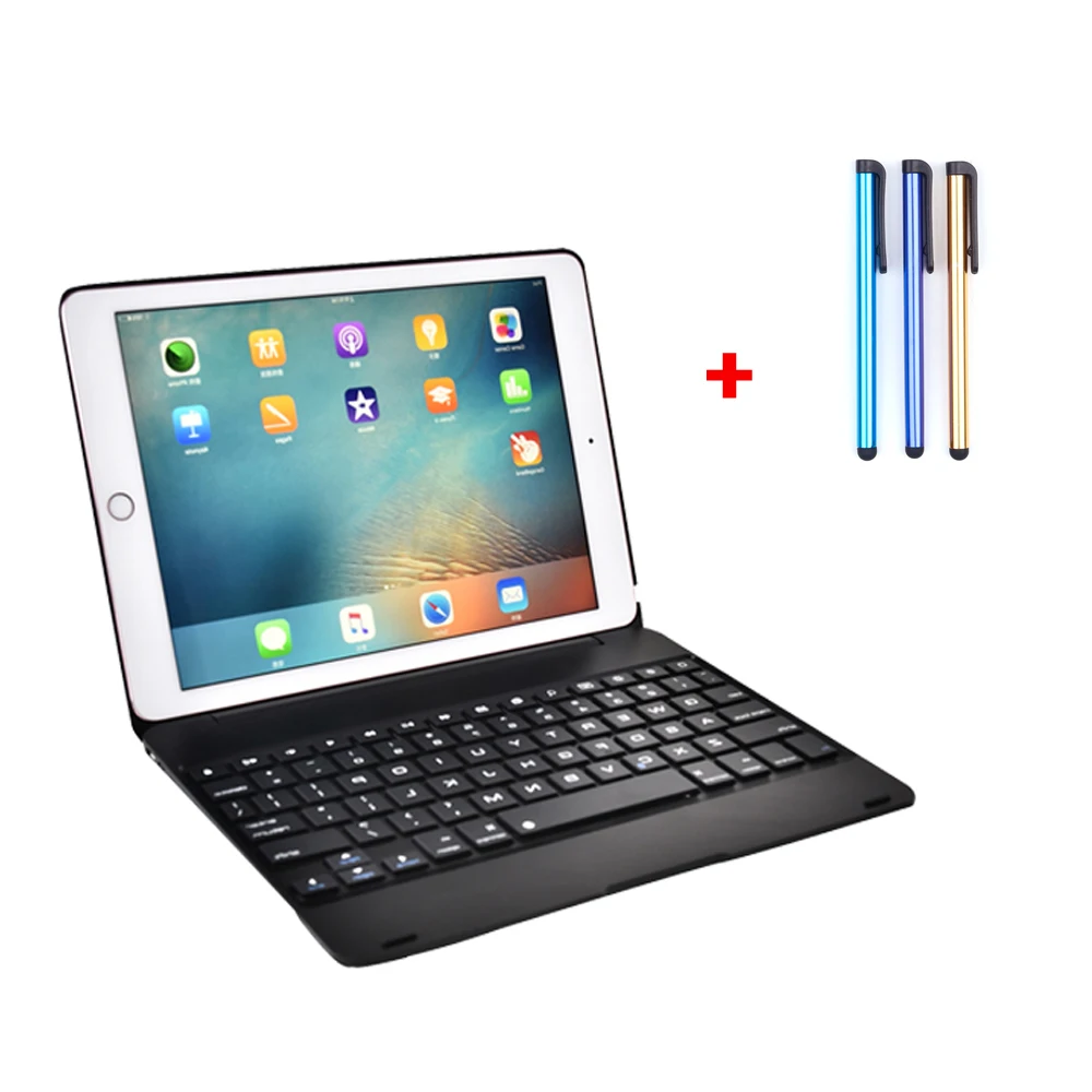 Для apple IPad Pro 9,7/iPad Air 1/2 Складная Bluetooth беспроводная клавиатура 78 ключ защита от падения оболочки может длиться 60 часов - Цвет: Черный