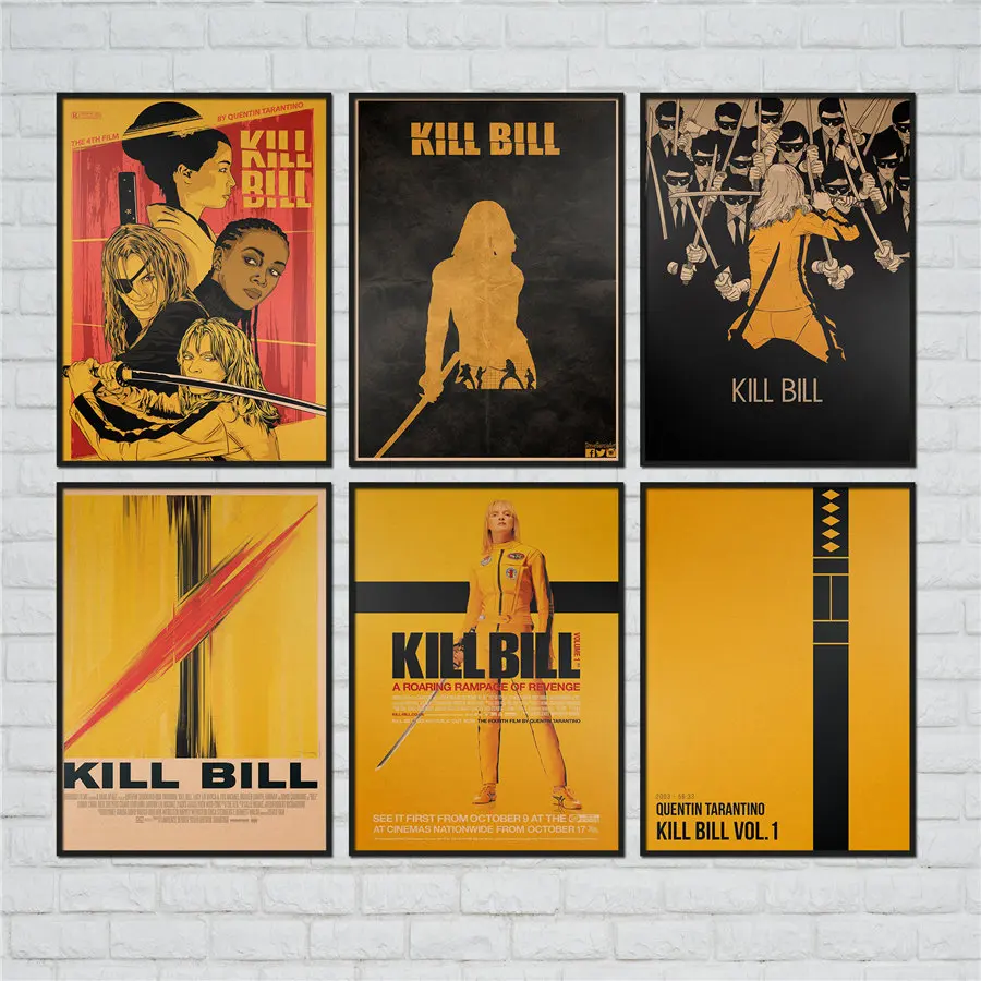 Плакат с фильмом "KILL BILL", винтажная живопись, Настенная Наклейка для дома, кафе, бара, античное украшение, Классический плакат с фильмом, 45,5x31,5 см