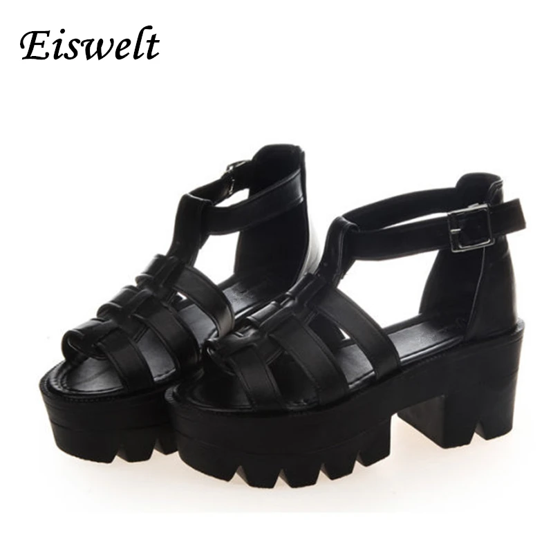 Summer Fashion Women Open Toe Platform High Heel Gladiator Sandals Chunky Shoes