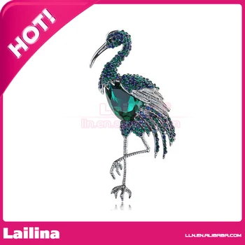 

Synthetic Emerald Green Synthetic Capri Blue Crystal Rhinestone Flamingo Zoo Animal Bird Pin Brooch