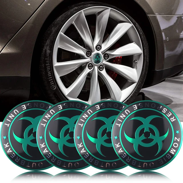 Cheap 4PCS 56mm Zombie Outbreak Response Team Biohazard Car Wheel Center Stickers Decals Emblem Badge Decorative Stickers Car Styling