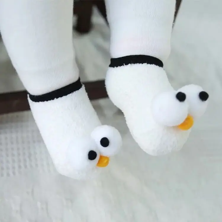 Детские осень-зима коралловые носки для новорожденных 3D Big носок "глаза" для малышей с рисунком героев из мультфильмов в виде влюбленного сердца милого кролика; мягкие носки для детей 0-12 м