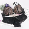 Sexy Deep lingerie bra set Beautiful back lenceria bielizna damska komplety Cup AB lace top pink lace underwear set ► Photo 2/3