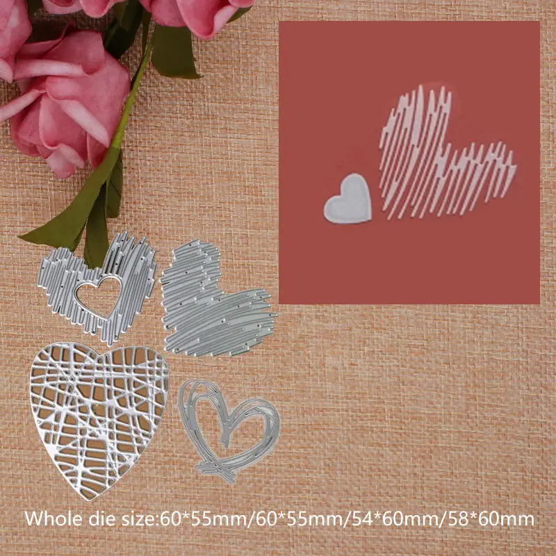 

4pcs Heart 2019 New Metal Cutting Dies Stencils for DIY Scrapbook Photo Album Paper Card Decorative Craft Embossing