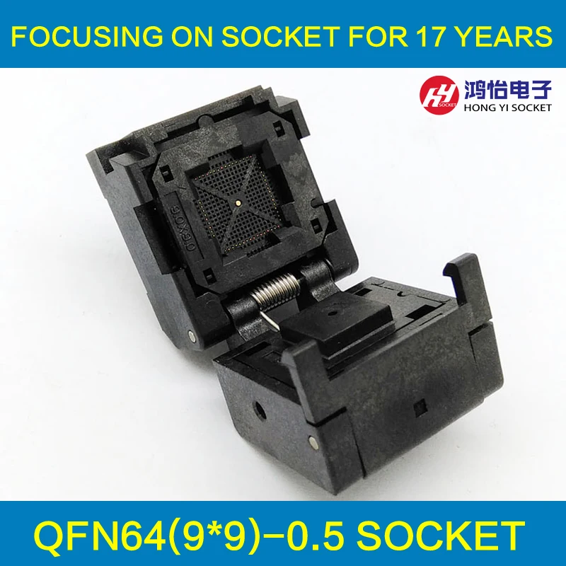 

QFN64 MLF64 Burn in Socket IC Test Socket IC550-0644-006-G Pitch 0.5mm Chip Size 9*9 Flash Adapter Clamshell Programming Socket
