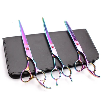 

Suit 7In. Stainless Customize Logo Dogs Grooming Scissors Straight Scissors Thinning Shears Up Curved Scissors Pets Shears C3002
