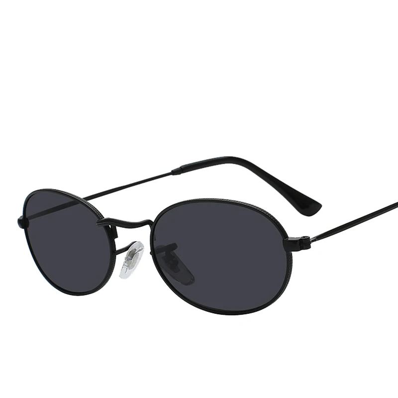 MAX овальные женские солнцезащитные очки мужские очки женские роскошные Ретро Металлические солнцезащитные очки винтажные зеркальные UV400 - Цвет линз: Black w black