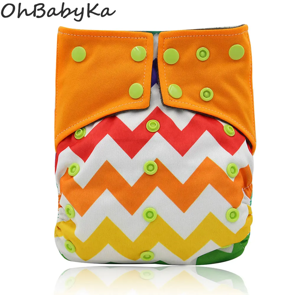 Ohbabyka Charcoal Bamboo Insert All In One AIO Cloth Diaper With Pocket Reusable Baby Diapers Cover