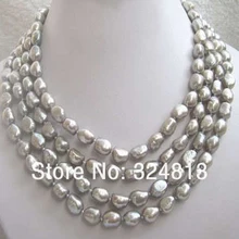 Ювелирные изделия лидер продаж! 80' ЮЖНОГО МОРЯ барокко серое жемчужное ожерелье#1732