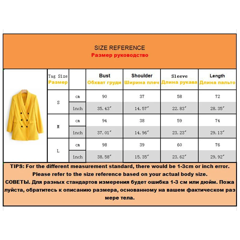 Женский элегантный желтый Za весенний Блейзер женский с длинным рукавом двубортный модный Блейзер и жакеты marinarka damsk