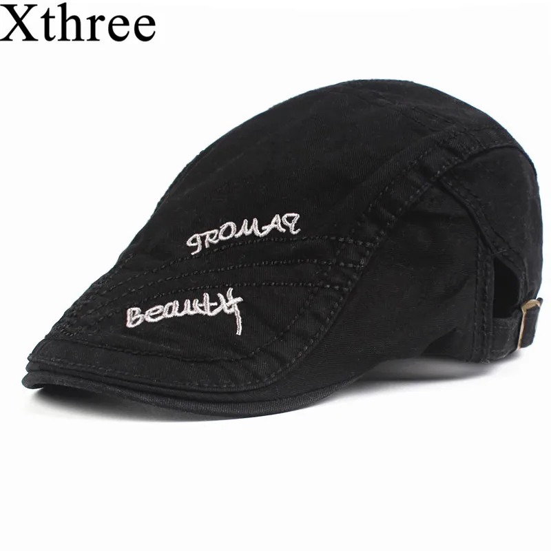 

Xthree Fashion Embroidery for Men newsboy Cap Cotton Berets casquette HatsVisors Sun hat Gorras Planas Adjustable Caps