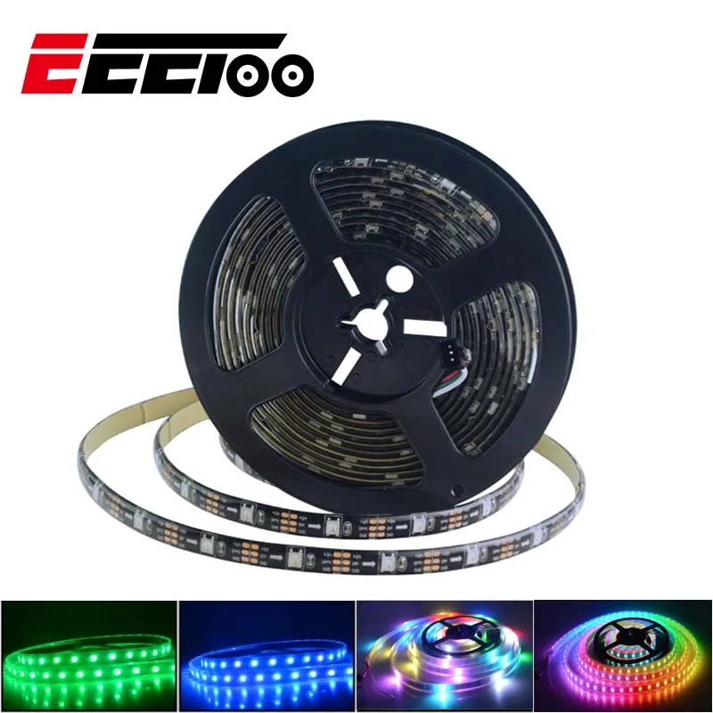 Eeetoo светодиодная лента 5050 RGB светодиодная rлента для пк для авто гибкий неон ws2812b диодная лента водонепроницаемая адресная светодиодная