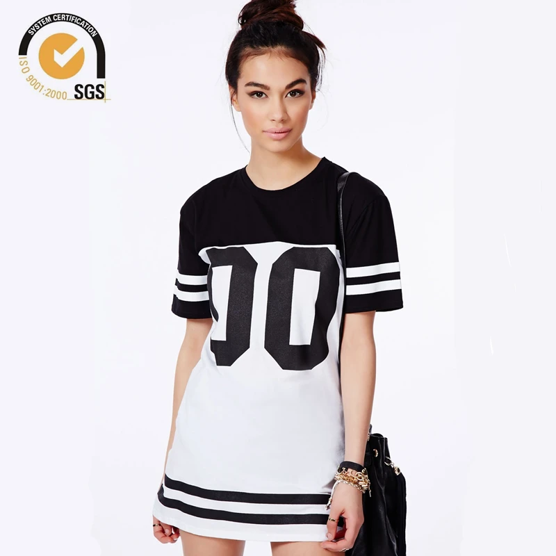 Raad Samenpersen vergeven Monochrome baseball dress losse lange t shirt dress baseball t shirt jurken  vrouwen longline t shirts gratis verzending|dress loose|tshirt dressdress  women - AliExpress