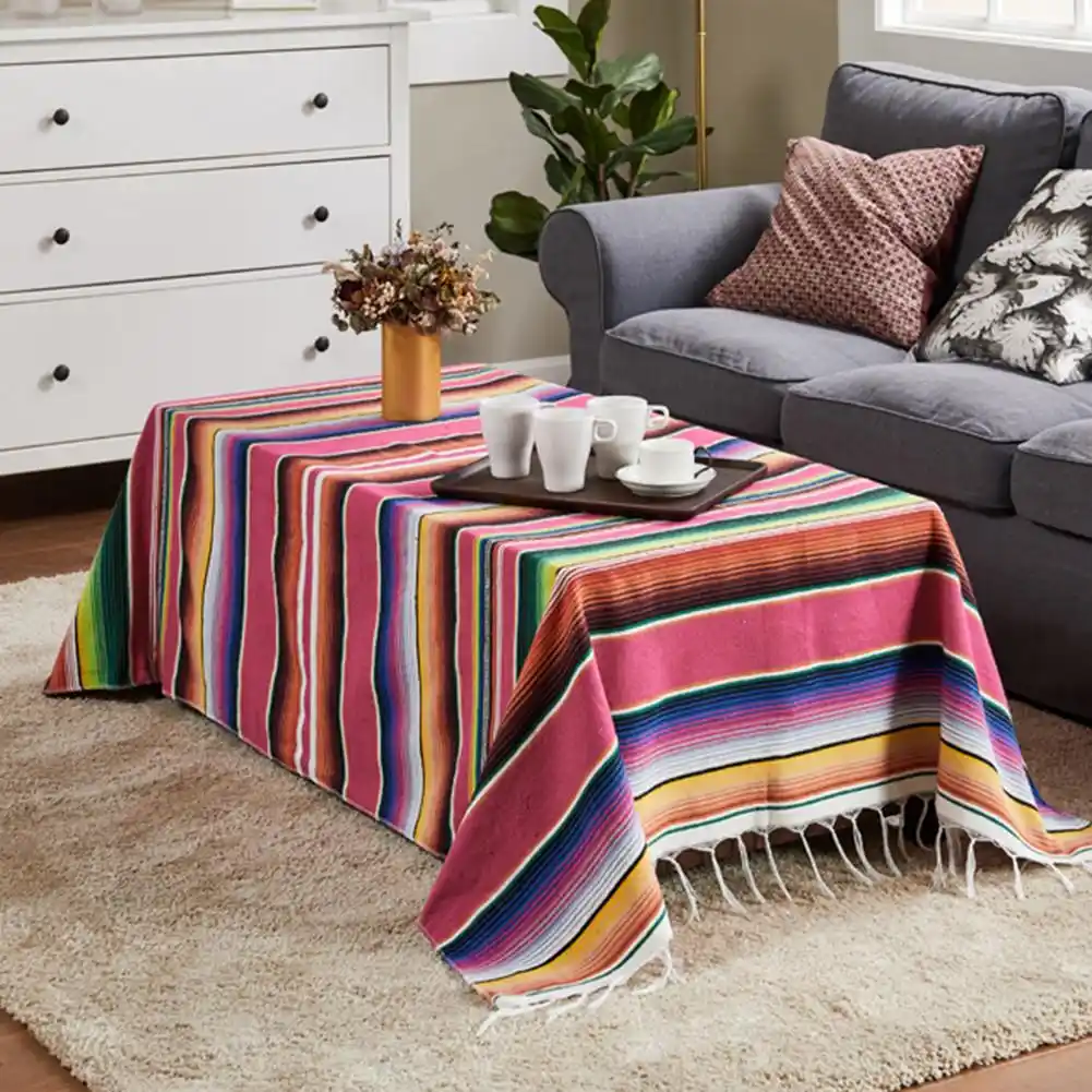 Mexican Style Blanket Outdoor Picnic Handmade Striped Home Blanket