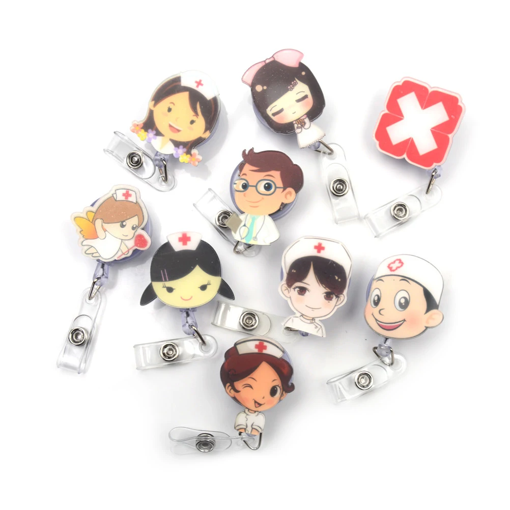 

Cute Retractable Student/Nurse Badge Reel Exhibition ID Name Card Badge Holder Retractable Reel Key-ID-Badge Holder