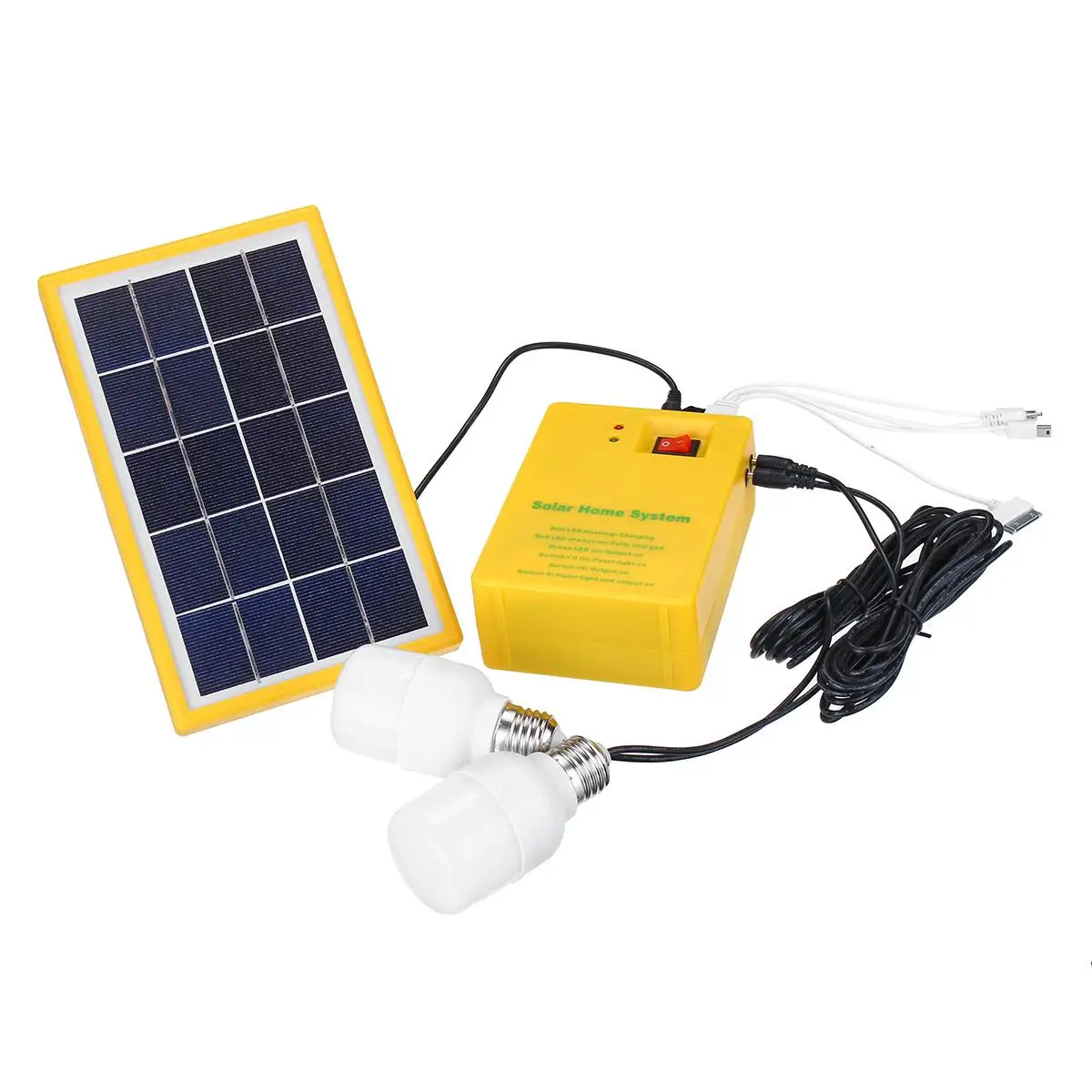 Sistema de Energia Exterior sobre a Descarga Kit com 2 Carregador Casa Solar Painel Gerador Lâmpadas Led Iluminação Interior - Proteger 5 v Usb 8 5 v carregador usb casa sistema de