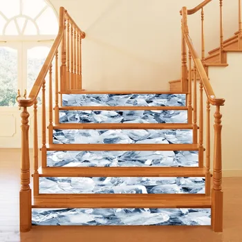 

6pcs/set Ice Cube 3D Stair Stickers Decals Waterproof Removable Wallpaper Bathroom Wall Floor Sticker Home Decoration 18*100cm