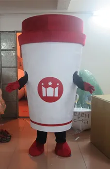 

Hot Sale Custom made Deluxe white Coffee cup mascot costume Party special for Halloween party event