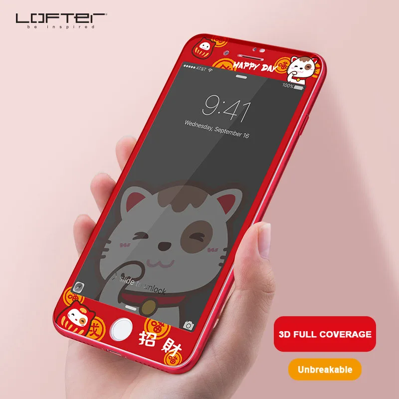 Beste L Oslash;FTER Leuke cartoon 3D Volledige Dekking Screen Protector voor iphone 7 9 H Gehard Glas Nano Zachte Rand Gehard Film voor iphone 8