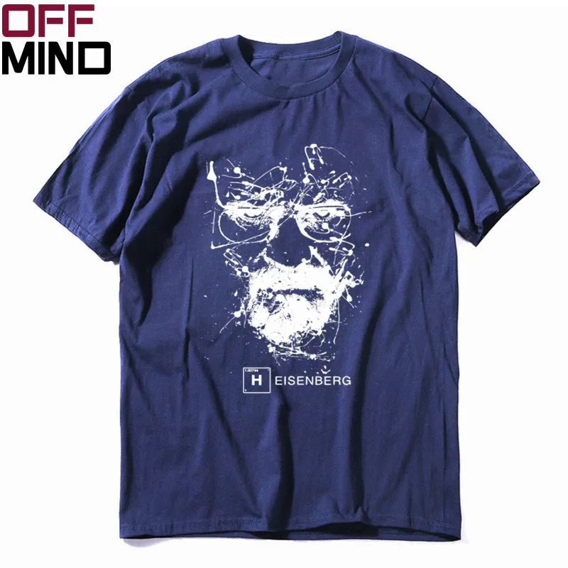 OFF MIND, Мужская футболка из чистого хлопка с коротким рукавом и надписью «breaking bad», повседневная Летняя мужская футболка heisenberg, крутая футболка, Мужская футболка R0111 - Цвет: BR0111OM-NAV