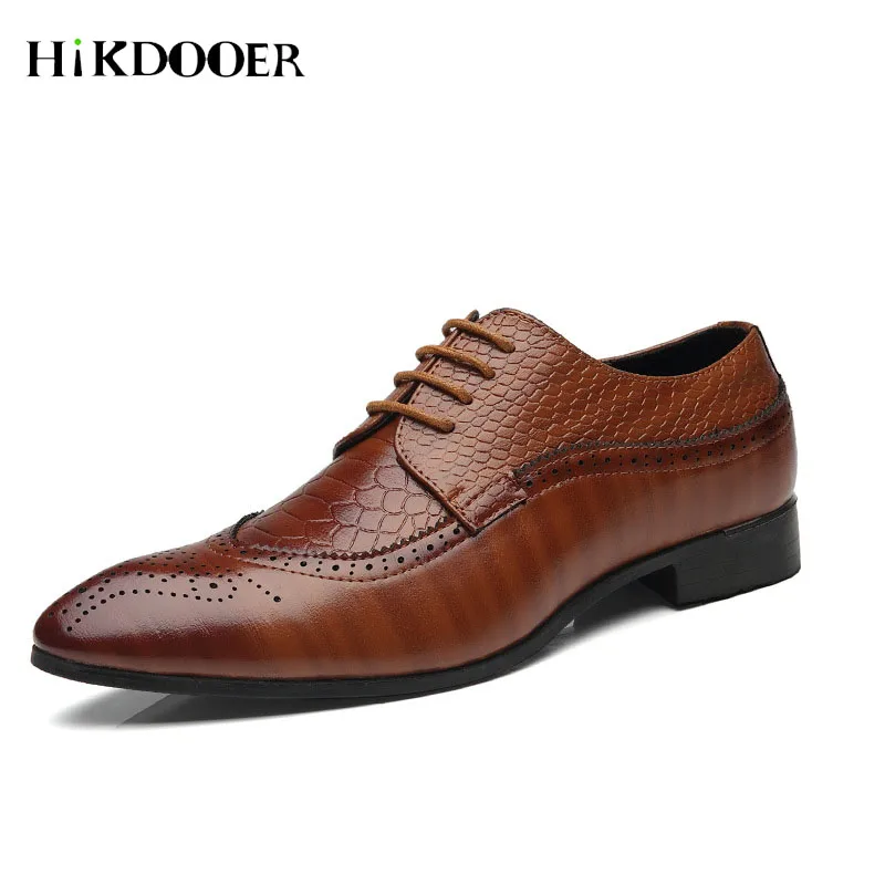 

New Arrival Men Brogue Shoes Lace-up Pointed Toe Business Shoes Top Quality zapatos hombre vestir Male Dress Shoes