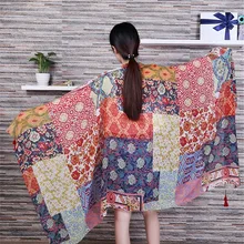 Женская мода, Африканская Этническая Лоскутная шаль из вискозы, шарф с кисточками, хлопковое пончо из пашмины, накидка, снуд, повязка на голову, мусульманский хиджаб