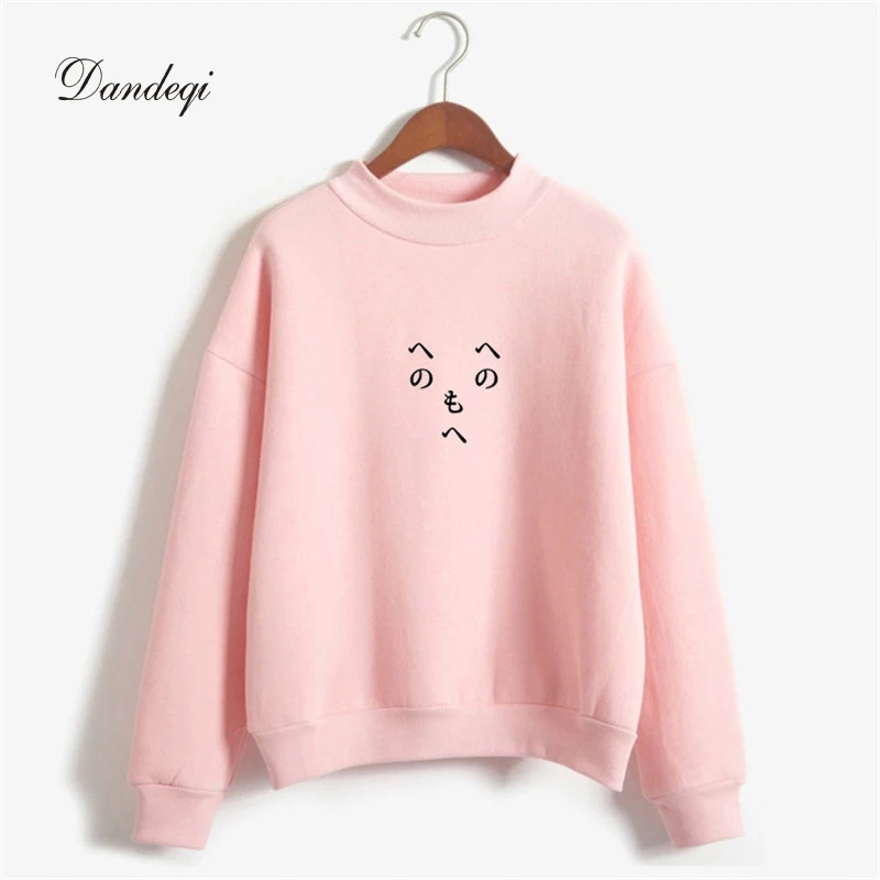 

Sudaderas Mujer 2017 Winter Casual Cute Print Cartoon Harajuku Pink Sweatshirt Women Hoodies O-neck Thicken Candy Color Moletom