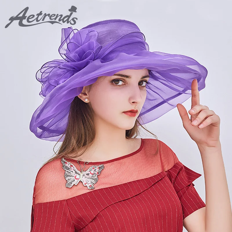 

[AETRENDS] 2018 New Vintage Elegant Double Layers Organza Sun Hats for Women Flower Mesh Beach Caps Summer Hat Z-6479