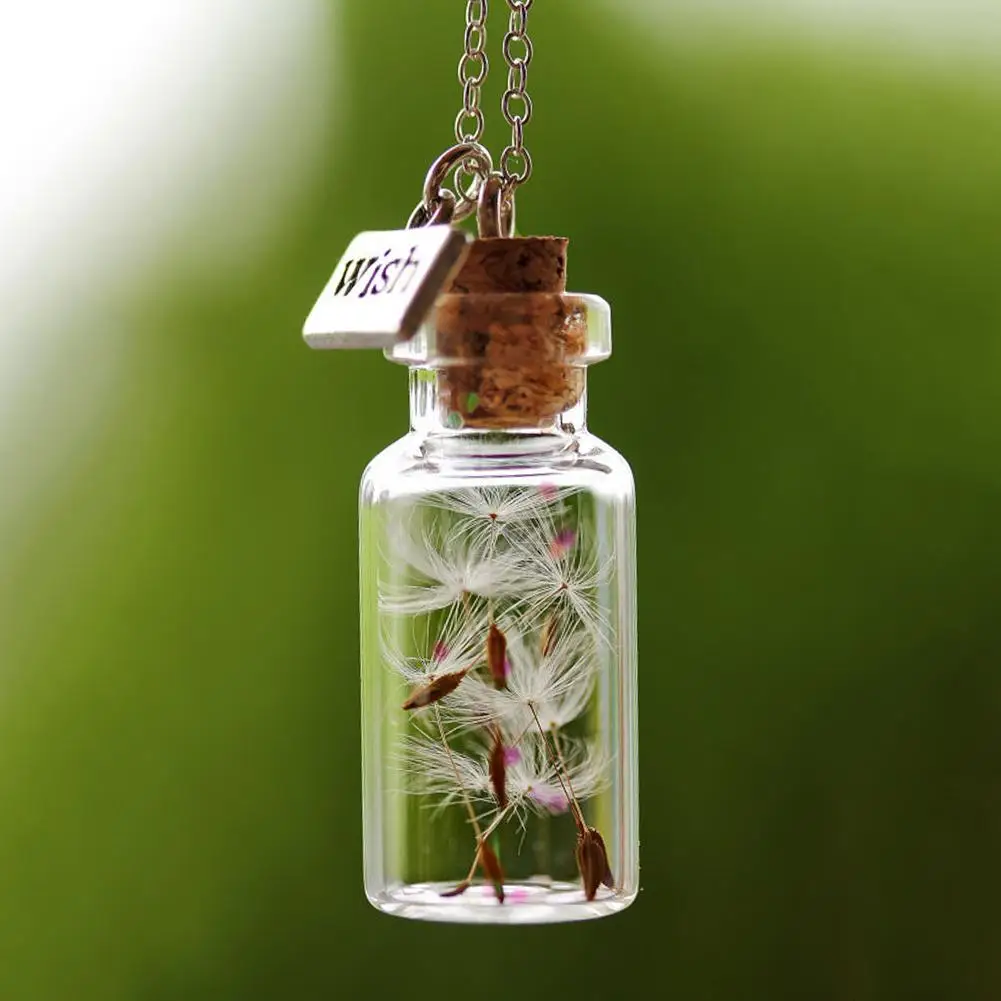 

Creative Dandelion Glass Wishing Bottle Pendant Women Necklace Jewelry Gift New hot