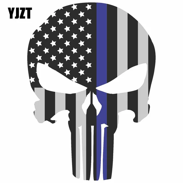 YJZT 9.5CMX13CM PUNISHER AMERICAN USA SNIPER FLAG SKULL Personality