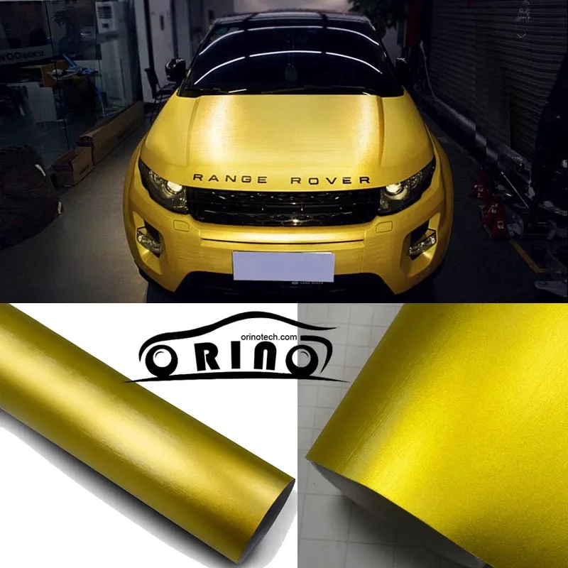 Buy 1.52x20m/Roll Golden Brushed Metallic Chrome Vinyl