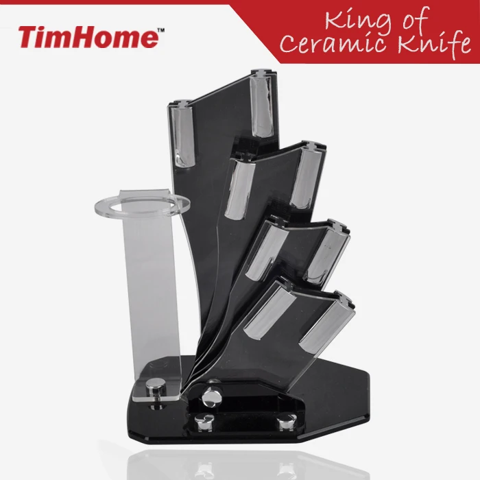 

Timhome Acrylic ceramic knife holder stand for kitchen ceramic knife block for 3'' 4'' 5'' 6'' knives storage