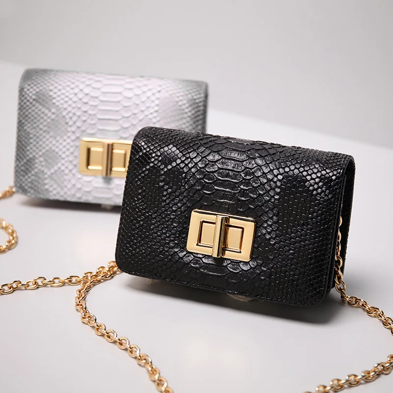 

Women Messenger Bags PU Leather Crossbody Flap Bag Python Embossed Chain Small Casual Shoulder Bag Girls Gifts Serpentine Design