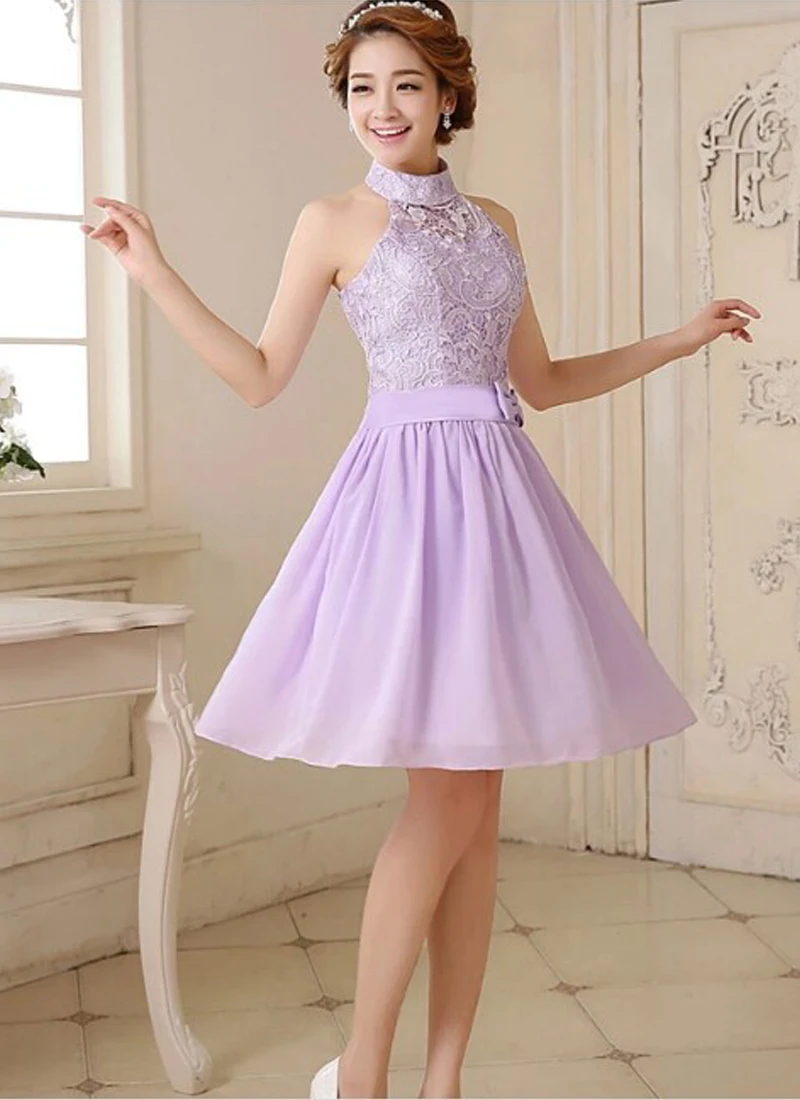 Above knee mini sleeveless strapless A line 2015 short lilac / lavender