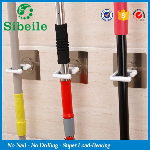 

SBLE Wall Mounted Mop Organizer Holder Brush Broom Hanger Storage Rack Kitchen magic sticker max loading 5kg broom mop rack