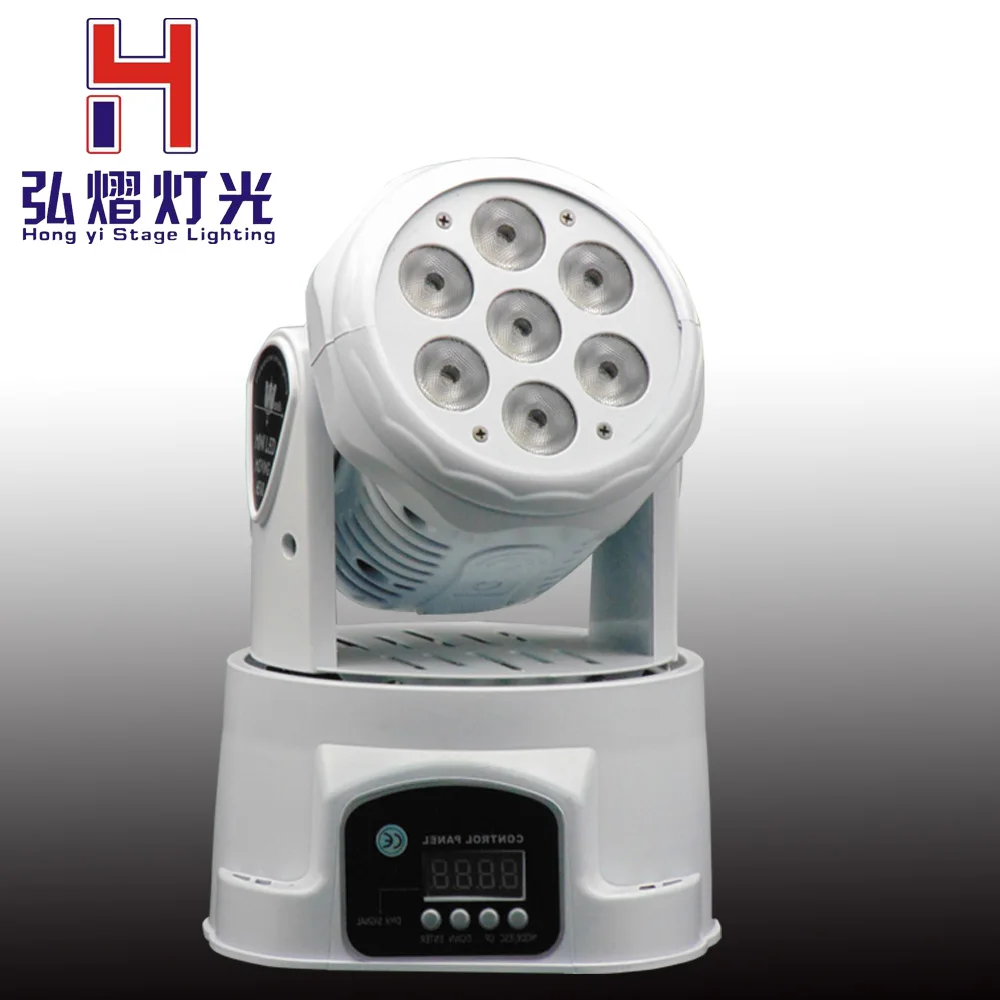 

Fast Shipping White LED Moving Head DMX Mini LED wash 7x12w RGBW Quad with advanced 14 channels Free Shpping