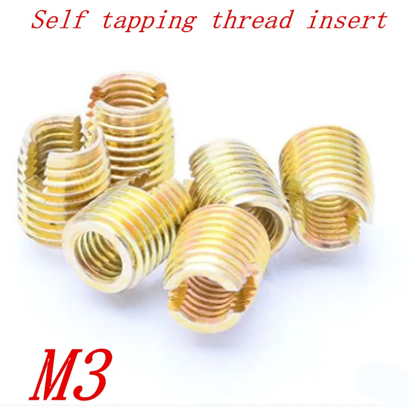 20Pcs M3 Threaded Inserts steel with zinc Helical Insert Self Tapping