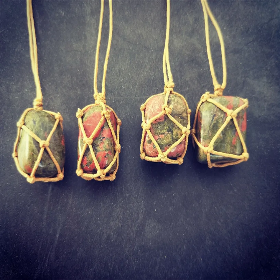 BOEYCJR Natural Stone Necklace Rope Handmade Braided Jewelry Ethnic