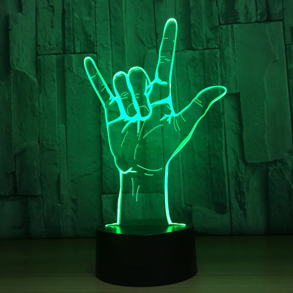 I Love You Sign Languag 3D ночник инструменты лампа 7 видов цветов LED USB прикроватная домашний