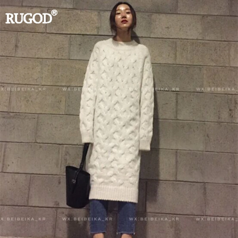 RUGOD 2018 Весна Зима Новое поступление винтажное твист одноцветное женское длинное