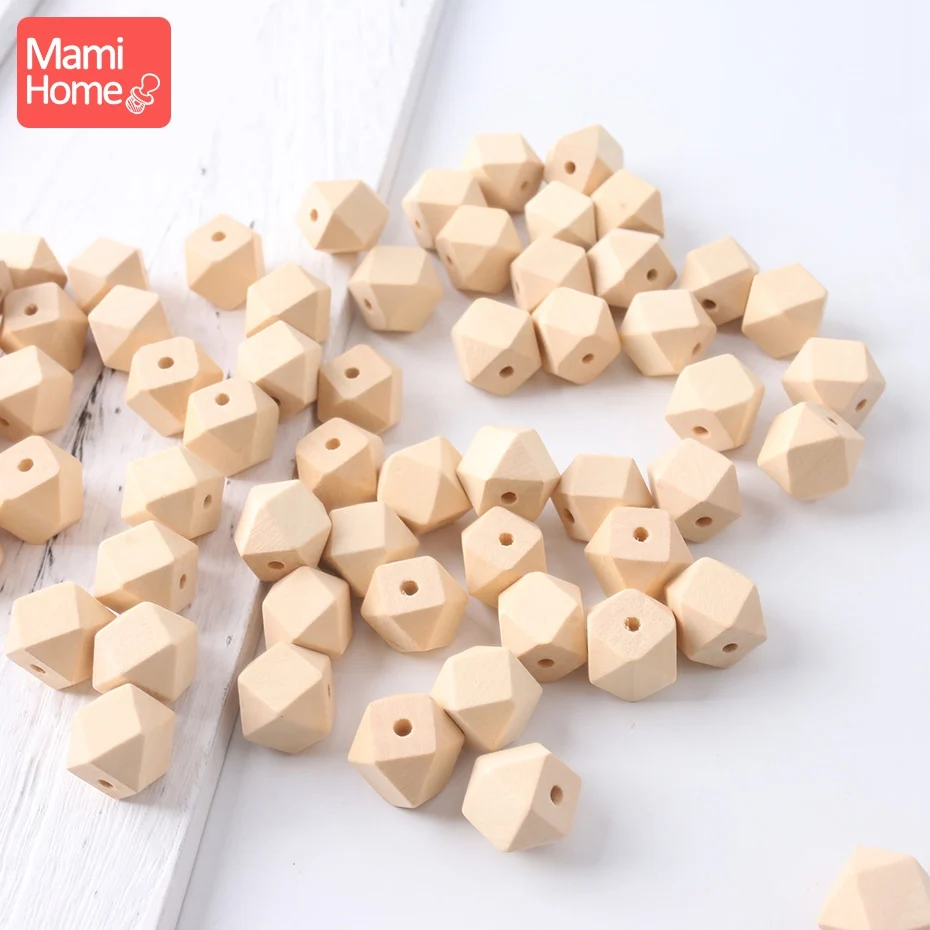 Mamihome 50 шт. 16 мм 20 мм деревянные шестигранные бусины для детей конфеты цвет зубцы из древесины игрушки DIY ожерелье для браслетов, детских прорезывателей