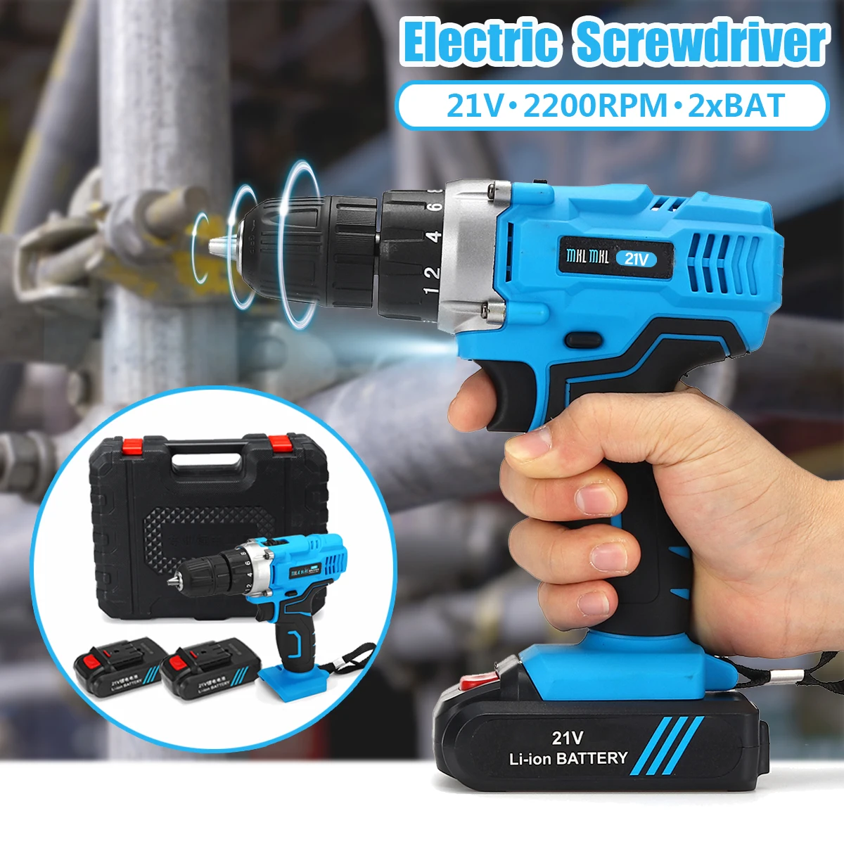 21V 2 Speed 2200RPM Electric Screwdriver Kit 2XLi-Ion Battery 6500mAh Rechargable Electric Screwdriver Cordless Drill Power Tool 21V 2 Speed 2200RPM Electric Screwdriver Kit 2XLi-Ion Battery 6500mAh Rechargable Electric Screwdriver Cordless Drill Power Tool
