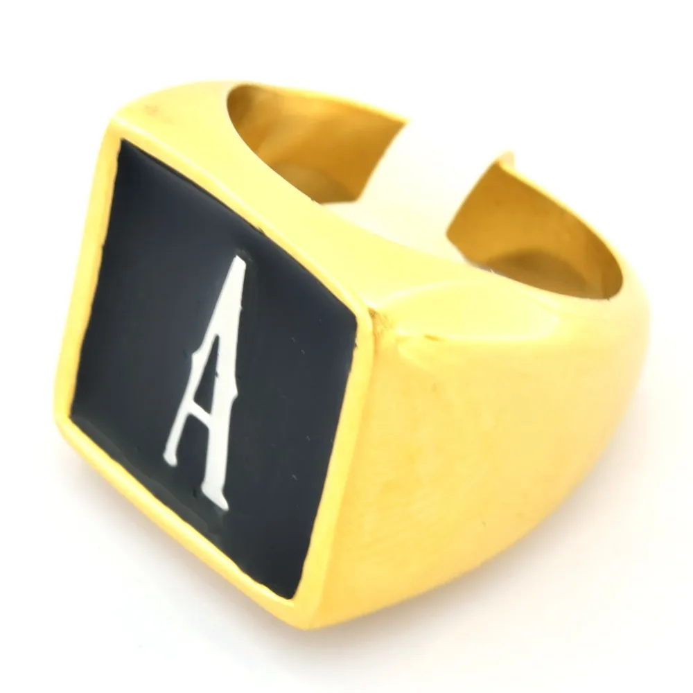 FANSSTEEL из нержавеющей стали изделия на заказ один письмо инициалы имя алфавита номер кольца персонализированные индивидуальные подарок