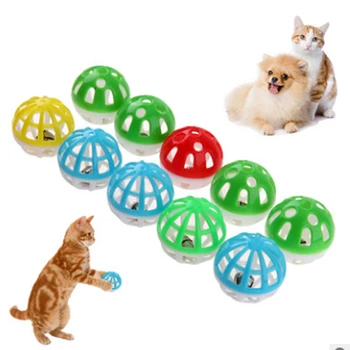 

10pcs Hamster Cat And Dog Plastic Colorful Round Hollow Double Color Bell Toy Ball