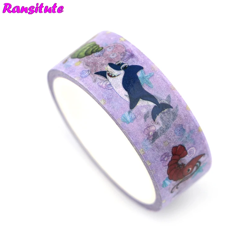 Ransitute R478 Marine Life Cute Washi Tape Color Manual DIY Decorative Masking Tape Removable Sticker School Supplies