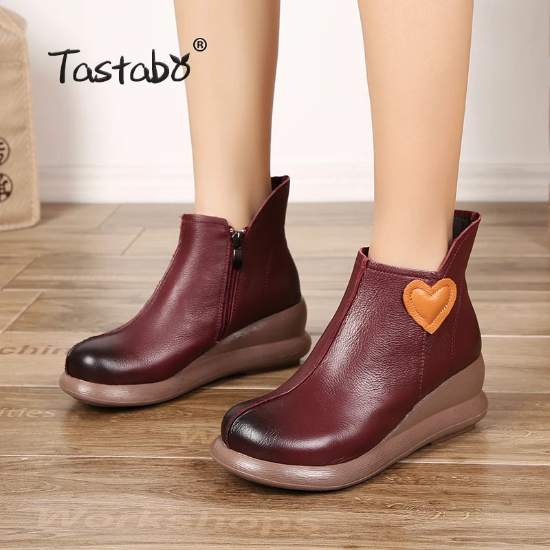 

Tastabo Platform Women Winter Boots Genuine Leather Ankle Boots for Women Soft Ladies Casual Boots Shoes Women botas mujer