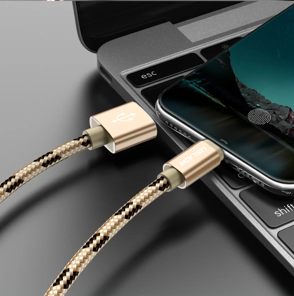 USLION USB Type C Cable Fast Charging USB C Type-C Phone Cable for Samsung Galaxy S9 S8 xiaomi mi 8 5s Nylon Braided Data Sync magnetic charger for android