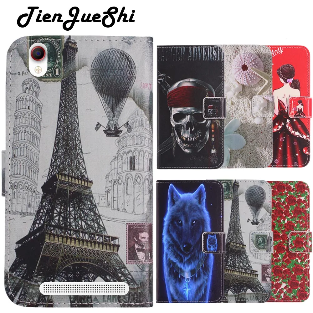 

TienJueShi Fashion Flip Book Design Protect Leather Cover Shell Wallet Etui Skin Case For Doopro P3 5 inch